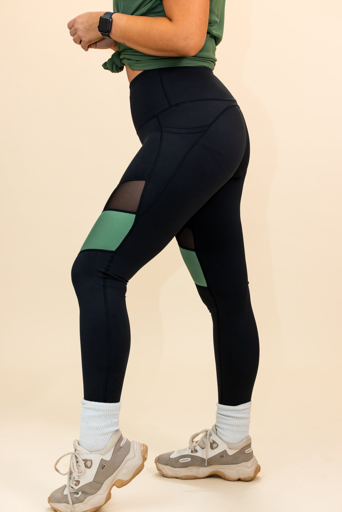 Black Mesh Panel Gym Legging, Active
